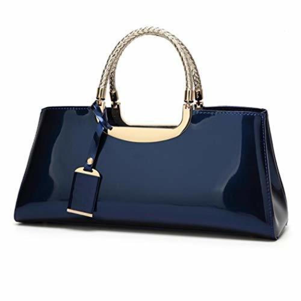 Elegant Patent Textured Structu Strap Bag Evening Party Satchel Crossbody Top